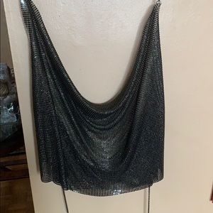 Black sequence see-through top